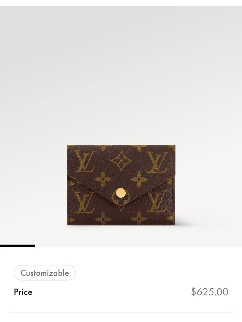 Authentic Louis Vuitton Monogram Canvas Envelope Wallet in Brown and Gold